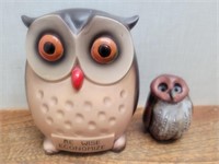 Artist Signed Clay Owl JESS? + Norleans Owl Bank