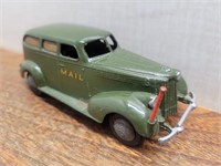 Vintage Tekno Germany Die Cast Army Green Mail Car
