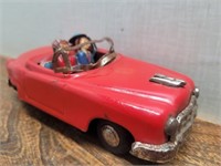 Vintage Red Metal Car+Sunday Drivers Push&Go GWO