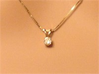 14K Gold Diamond Solitaire Necklace