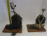 2 Vintage Kids Cowboy Boots Lamps- Not tested