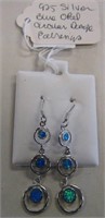925 Silver Blue Opal Circular Dangle Earrings