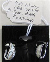 925 Silver Opal Inlaid Lever Back Earrings