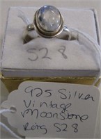 925 Silver Vintage Moonstone Ring Sz 8