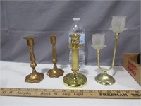 Pair Candle Holders + 2 Singles