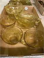 Yellow Depression Glass - 4 Cream Soup Bowls &