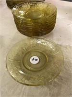 Yellow Depression Glass - 11 Saucers