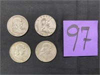 (4) Benjamin Franklin Half Dollars