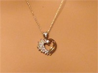 10K Gold Half Cluster Diamond Heart Necklace