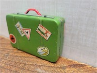 Vintage Green Tin Travelers Case 2 3/4inWx2inHx
