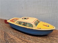 Vintage Tin Metal Litho Wind Up Boat