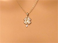 14K Gold Diamond Clover Necklace