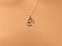 10K Diamond Heart Dragonfly Pendant Necklace