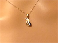 14K Gold Sapphire and Diamond Accent Necklace