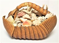 Armadillo Basket With Sea Shells