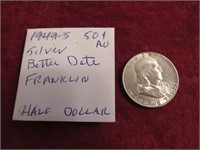 1949-s silver franklin half dollar