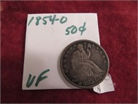 1854-0 sitting liberty half dollar