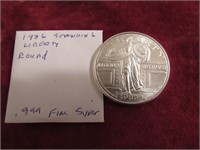 1986 standing liberty .999 fine silver