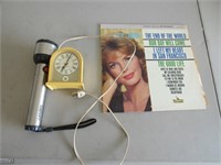 clock,record & flashlight