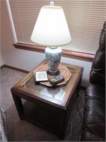 2-bassett end tables,2 tables lamps & contents