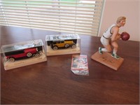 solido cars & larry bird figurine & card