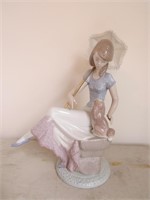 lladro lady w/dog figurine