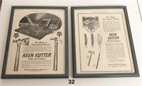Four framed KEEN KUTTER ads from 1906-1914