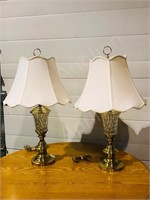 pair of crystal & brass table lamps