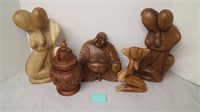 Indonesian Wood Hand Carved Lot LARGE Size