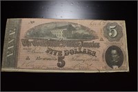 1864  5.00 Confederate Note