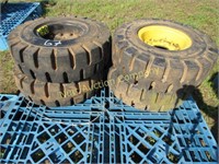 4 Solid Forklift tires 6.5 x 10 - 5 hole rims
