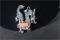 Pendant Dragon Silver Plated Approx. 3" Tall