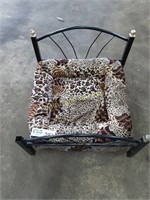 Dog Bed Metal with Cheetah Print Material Approx.