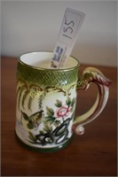 Mug Green with A Bird From Japan Hand Painted