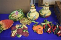 Home Decor Lot Fruit and Veggie Inspired Lot