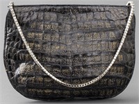 Fendi Black And Gold-Tone Alligator Print Clutch