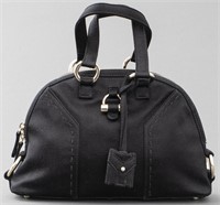 Yves Saint Laurent Black Satin 'Sac Muse' Handbag