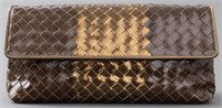 Bottega Veneta Metallic Leather Intrecciato Clutch