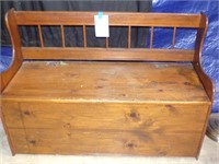 Wooden Hall bench & Contents