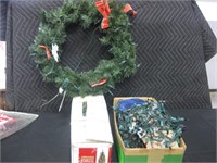 Christmas lights, tree & wreath