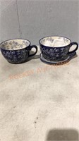 Temptations Floral Lace Soup Mugs, Set of 2, Blue