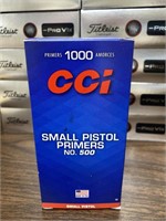 New CCI 1000qty Small Pistol Primers No. 500 -