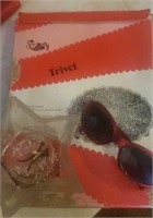 Silver plated trivet, children's sunglasses and