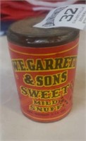 Vintage Garrett Snuff can 1.15 oz