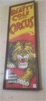 Framed Clyde Beatty Cole Bros Circus poster 40" x