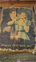 Vintage Double Cola cardboard poster AS IS 15 X