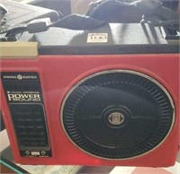 Vintage molded plastic GE 8 track player and Mic