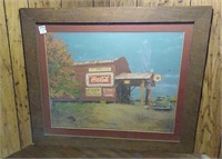 Framed and matted old country store print 24 x