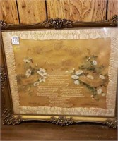 Antique 1909 Silk painted wedding wishes framed