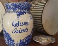 Blue and White Decorative Churn EP Pottery